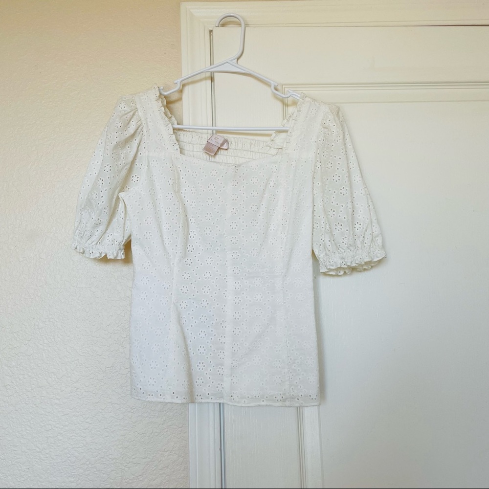 Rachel Parcell Puff Sleeve Eyelet Top